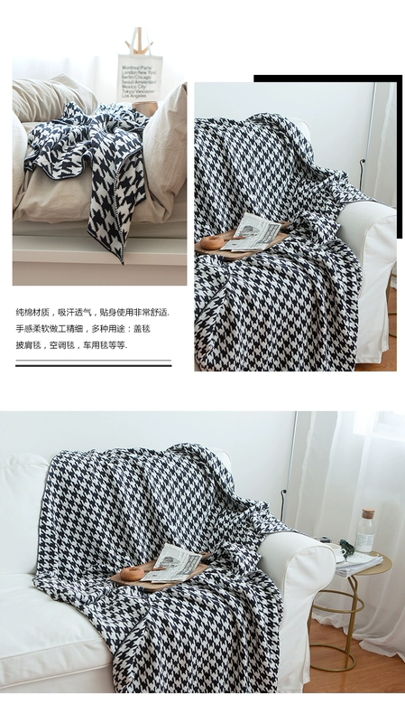 Nordic đơn giản bông giản dị đan chăn houndstooth chăn trang trí chăn mền chăn len vài ghế sofa bông - Ném / Chăn