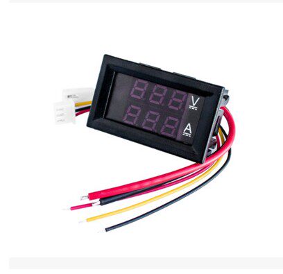 (Red and blue 10A)DC0-100V 10A LED DC dual display digital voltage ammeter headband trimmer