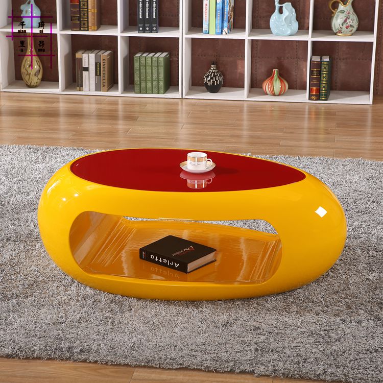 Kính và cà phê thép bảng nhỏ gọn hiện đại cá tính sáng tạo đơn giản bàn trà căn hộ nhỏ hình bầu dục TV Cabinet Đồ - Bàn trà bàn uống nước giá rẻ