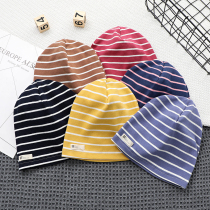 22 single-layer thin spring and autumn childrens pure cotton knitted hat baby hat newborn infant striped pullover hat