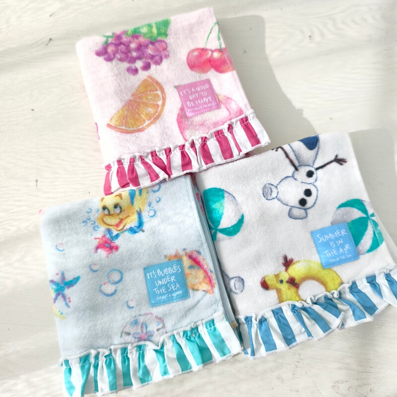 Exported to Japan, Pure Cotton Cut Velvet Mermaid Cute Cartoon Children's Towel 70*34 Adult Face Cleansing Towel