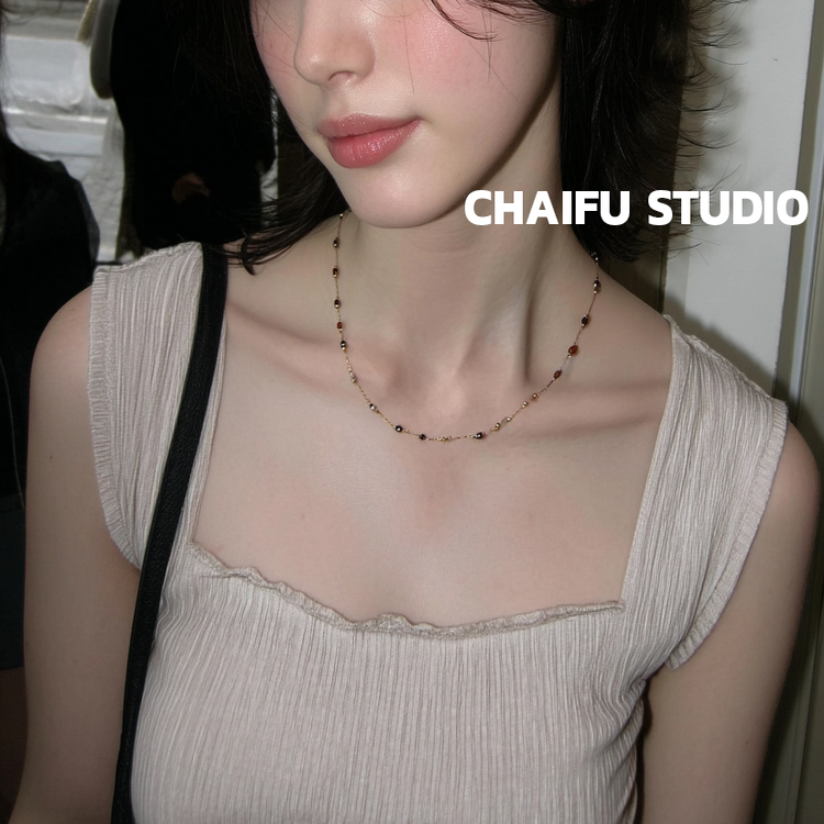 Chaifu Studio/X708 Bohemian Style Colorful Beaded Necklace, Light Luxury Retro Style, Contrasting Color Clavicle Chain Chaifu Studio/X708 Bohemian Style Colorful Beaded Necklace, Light Luxury Retro Style, Contrasting Color Clavicle Chain