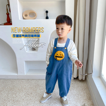 Full of color ~ childrens autumn clothes male and female children smiley face back with pants Korean version foreign air cute baby spring autumn hanging band pants