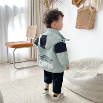 Boy jacket Spring clothing 2021 new children jacket Han version Tide Boy Baby Medium Long windcoat Lianhood jacket