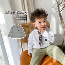 Boy long sleeve T-shirt spring autumn baby pure cotton 100 hitch bottom jersey Korean version tide childrens baby spring dress blouse t-shirt