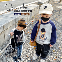 Boys thin suede sweatshirt Childrens baby male baby Bear hat inserts shoulder sleeve blouses child load