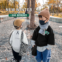 Boys winter thin suede sweatshirt Spring-autumn-style childrens clothes children fake two handsome childrens baby sleuder blouses