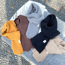 Childrens scarves autumn and winter foreign air pure color minimalist smiling face surrounding neck baby baby Winter retro warm scarves