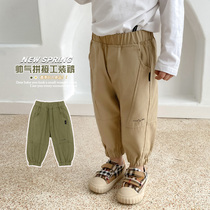 Boy pants spring autumn slim fit childrens spring clothing 2021 new baby boomers Han version handsome and artificial pants foreign air children