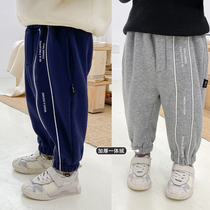 Boy gush pants integrated suede winter style childrens clothing sports pants childrens loose casual pants in childrens pants