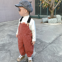 Baby Down Cotton Back With Pants Toddler Cotton Warm Woman External Wear Open Gear Boy Winter Baby Thickened Cotton Pants