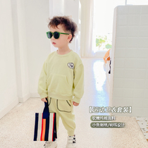 Boy sports suit necropolis 2021 Spring Festival New Tide Child Bottling Baby Baby Spring Autumn Clothing Ocean Korean version of children
