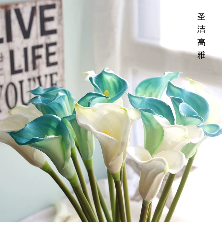 PU cảm thấy cao mô phỏng calla lily lớn chi nhánh đơn châu Âu trang trí nội thất phòng khách trang trí nhỏ hoa tươi giả - Trang trí nội thất