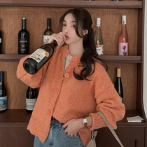 moocobling Korea 21 winter new Korean version casual candy color single row buttoned knit cardiovert