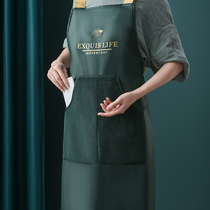 Light luxury Net Red Apron adult female fashion home kitchen waterproof oil-proof cooking waist anti-fouling breathable hand
