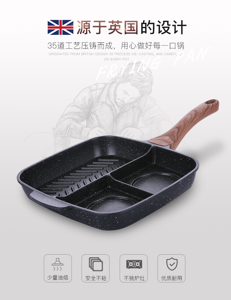 25*27cm breakfast triad titanium pan non-stick frying professional steak pan Fried pot casting general use Kitchen Cooking Tools 9