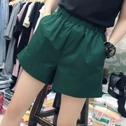 Quần short cạp cao 2019 mới mùa hè quần cũ nữ năm điểm in triều một từ bên ngoài mặc quần cạp cao cạp cao - Quần short