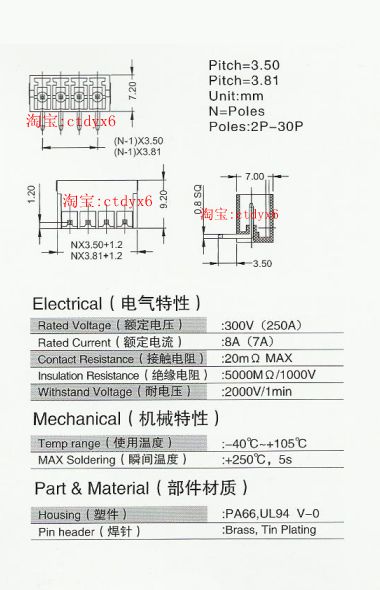 15ELZK(15EDGK)-3.81mm-9Pɫ  PCBʽ߷˶