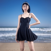 Conservative zhe du cover thigh strap swimwear small chest gathered thin halter-one-piece swimsuit bathing in the new