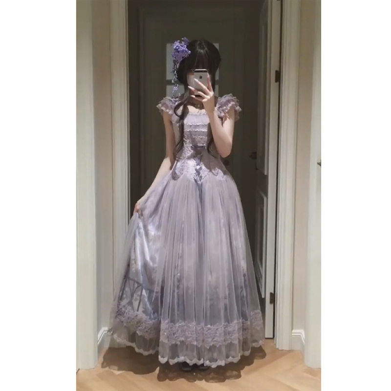 Rainy Wisteria Lolita Dress 2026 New Style Student Day Coming-Of-Age Ceremony Dress Daily Wearable Annual Meeting Host Long Dress
