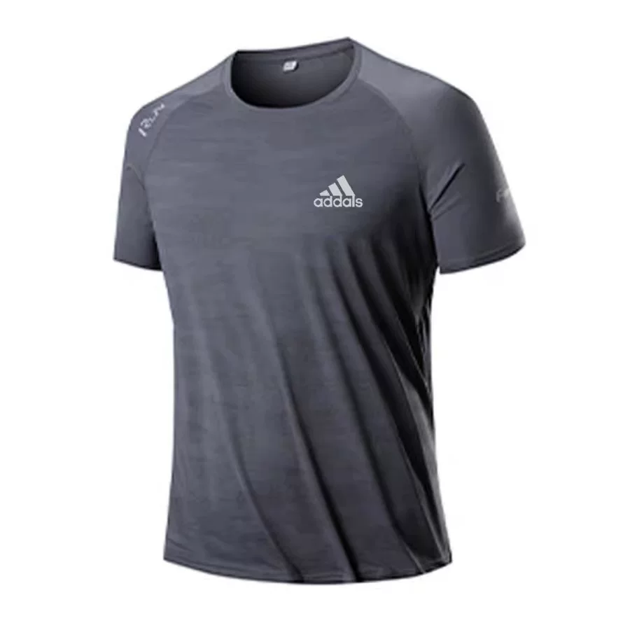 Thin summer quick dry comfortable sports elastic silk short sleeve T-shirt for gym with a round collar