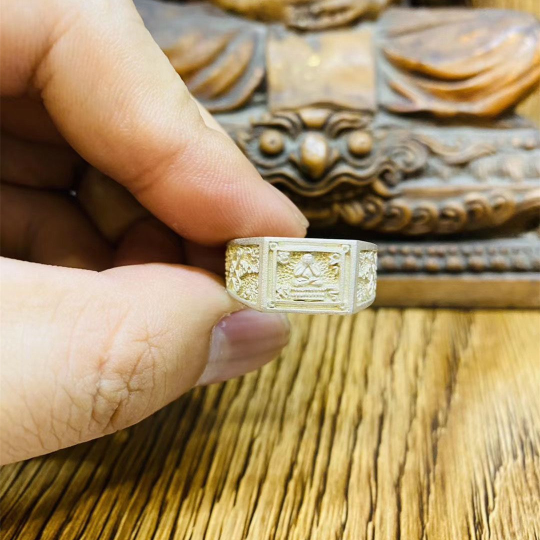 Thailand amulet 2538 must hit the hero ring sterling silver supervise made LP poon