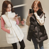 Áo phao cotton nữ dài 2018 phiên bản Hàn Quốc mùa thu đông mới Slim Drawopes không tay áo vest mỏng áo khoác phao nữ