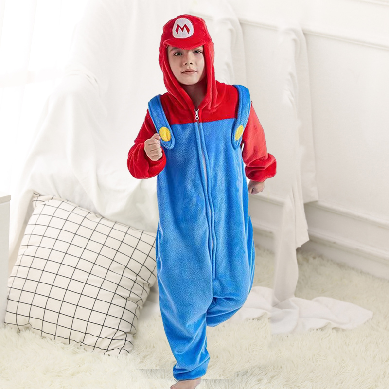 Super Mario Children's Clothing Boys' Mario Cosplay Costume Luigi Performance Outfit Parent-Child Outfit Runway Pajamas Winter 5