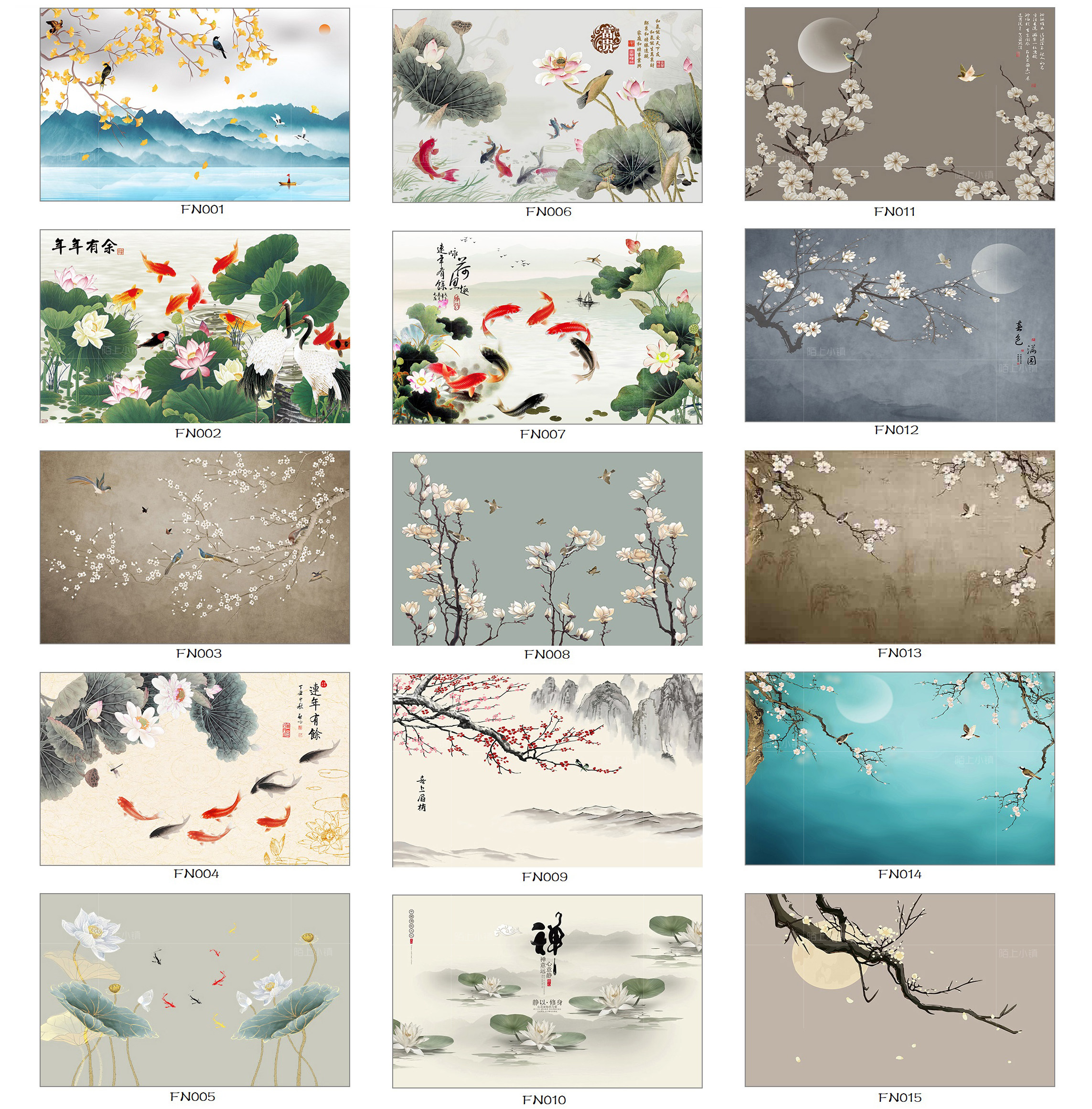 New Chinese Screen Partition Painting core translucent Joe its yarn round custom transverse picture Landscape Flowers bird Screen Screen Yarn Canvas