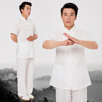 Wudang practice clothing Taiji clothing male summer martial arts fashion short sleeve breathable meditation clothing female Wudang Taoism clothing