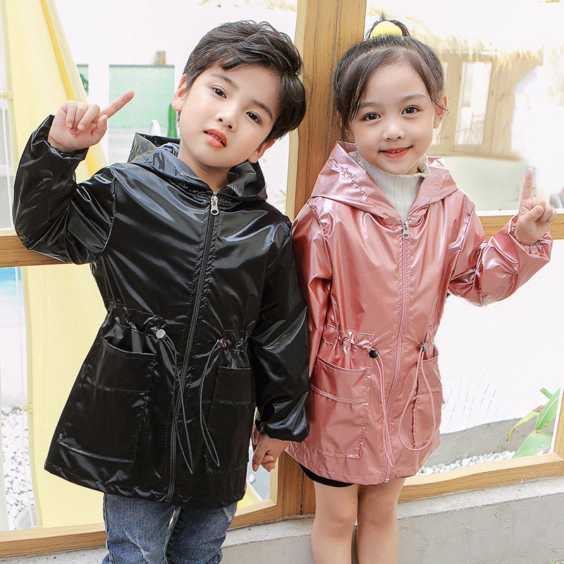 Children Pure color down clothing Dirty Hood Clothing Male baby Long sleeves zipped hooded jacket girl Painting Apron for autumn and winter 