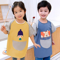 Childrens waterproof painting apron short sleeves kindergarten fine art custom logo cover baby eating dirty surrounding summer