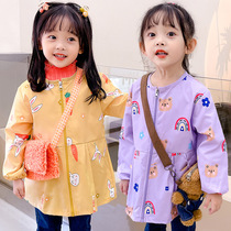 Childrens Waterproof Cover Long-sleeved Fall Winter Han Edition Girls Baby Eat Drawing Apron Down Defense Care