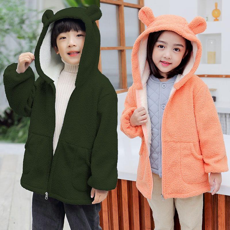 Children's cover in autumn and winter long sleeve boys and girls plush shirt for thicker dress baby eating apron