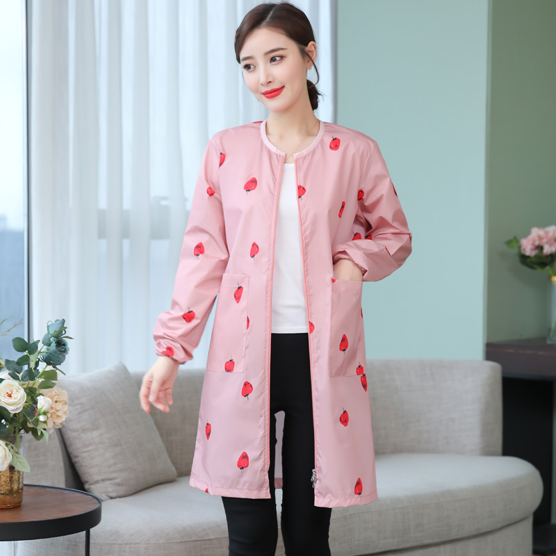 Long sleeve apron girl kitchen household water - proof cooking dish cover around the loving work clothes anti - smudge shirt