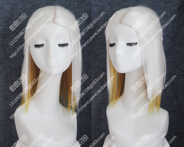 Cosplay Wig Onmyoji Miketsu No Tsukasa Pre-Awakening White and Gold Mixed Color with Middle-Parted Bangs Cosplay Wig Onmyoji Miketsu No Tsukasa Pre-Awakening White and Gold Mixed Color with Middle-Parted Bangs