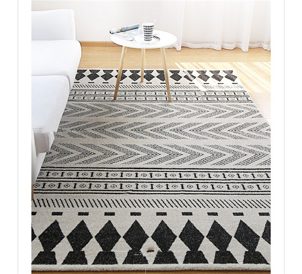 Bắc Âu đen và trắng kim cương sofa bàn cà phê mat / mô hình hình học hiện đại thảm phòng khách / phòng ngủ lưới màu đỏ phòng mô hình - Thảm thảm cuộn