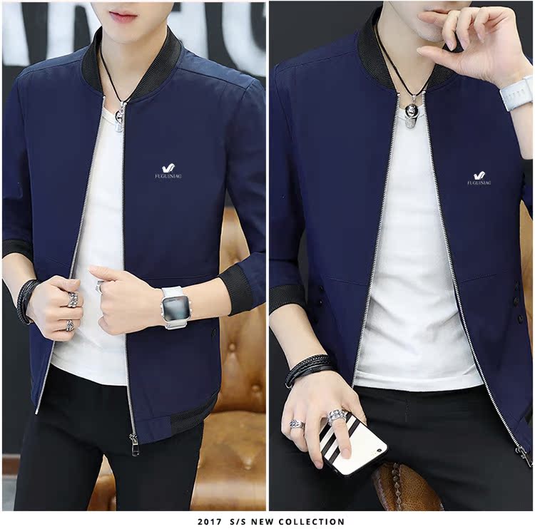 Fugui chim 2019 xuân hè mới áo khoác nam nam phiên bản Hàn Quốc của áo khoác mỏng nam mỏng áo khoác nam - Mùa xuân áo sơ mi trắng nữ công sở