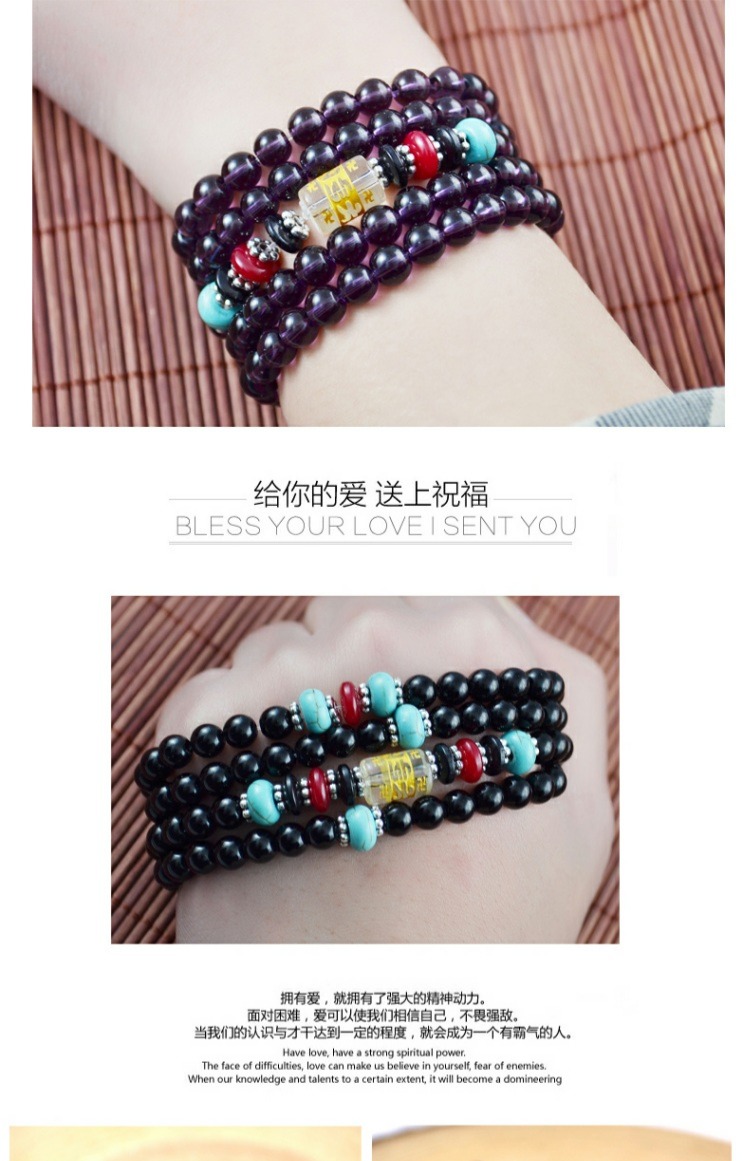 Vòng tay pha lê nhân tạo nhiều lớp màu tím hạt nữ phiên bản Hàn Quốc của vòng đeo tay nam đính cườm đôi tay trang sức vòng tay sinh viên vòng tay đôi