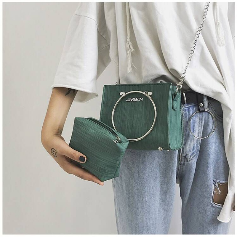 Small bag female Korean fashion wild Cross women's bag ring chain letter portable shoulder bag