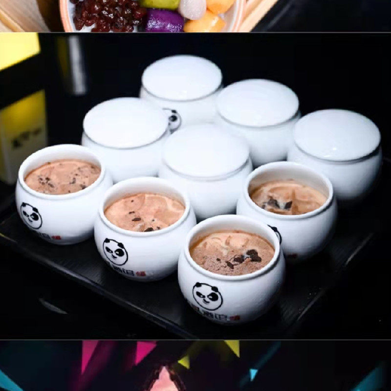 Panda Wine Wine Ceramic Cocktail Custom Custom Bamboo Tray Ceramic Panda and Anesthesia Three Fairs