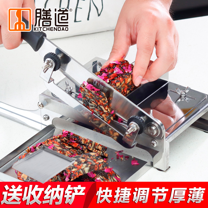 Guyuan cream Ejiao cake slicer Special cutting machine Stainless steel rice cake bacon lamb roll cutter manual