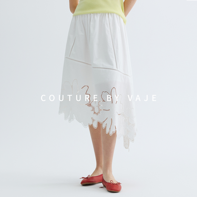 Vaje Unique and Beautiful Lace Hollow-Out White Skirt for Women, Summer 2026 New Style with Irregular Hem Vaje Unique and Beautiful Lace Hollow-Out White Skirt for Women, Summer 2026 New Style with Irregular Hem