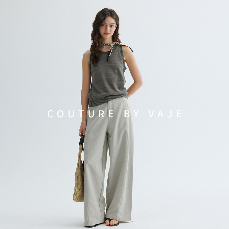 Vaje Lyocell Sleeveless Knit Vest Casual Wide-Leg Pants Set for Women Summer 2026 Super Popular Age-Reducing Complete Set