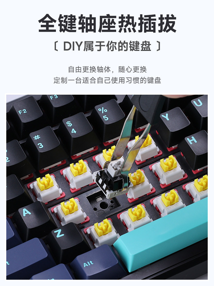 Wolf Spider F87Prov2 Wireless Mechanical Keyboard Customized with Three Modes, Bluetooth, Side Engraved, Dedicated for E-Sports Gaming, Mahjong Sound