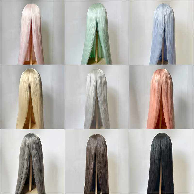 Yale Bjd Wig Soft High-Temperature Fiber Middle Part Bangs 3/4/6 Part Blank Wig Hair Set Factory Direct Sale