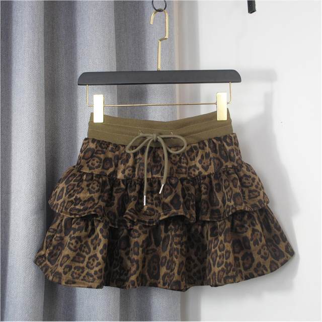 Leopard print skirt 2024 new autumn high waist slimming
