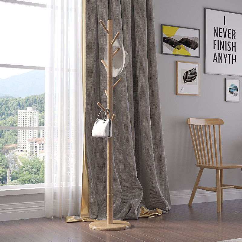 Solid wood Clothes hat rack floor bedroom hanging clothes hanger Home clothes hanger minimalist modern living room upright simple hanging clothes rack