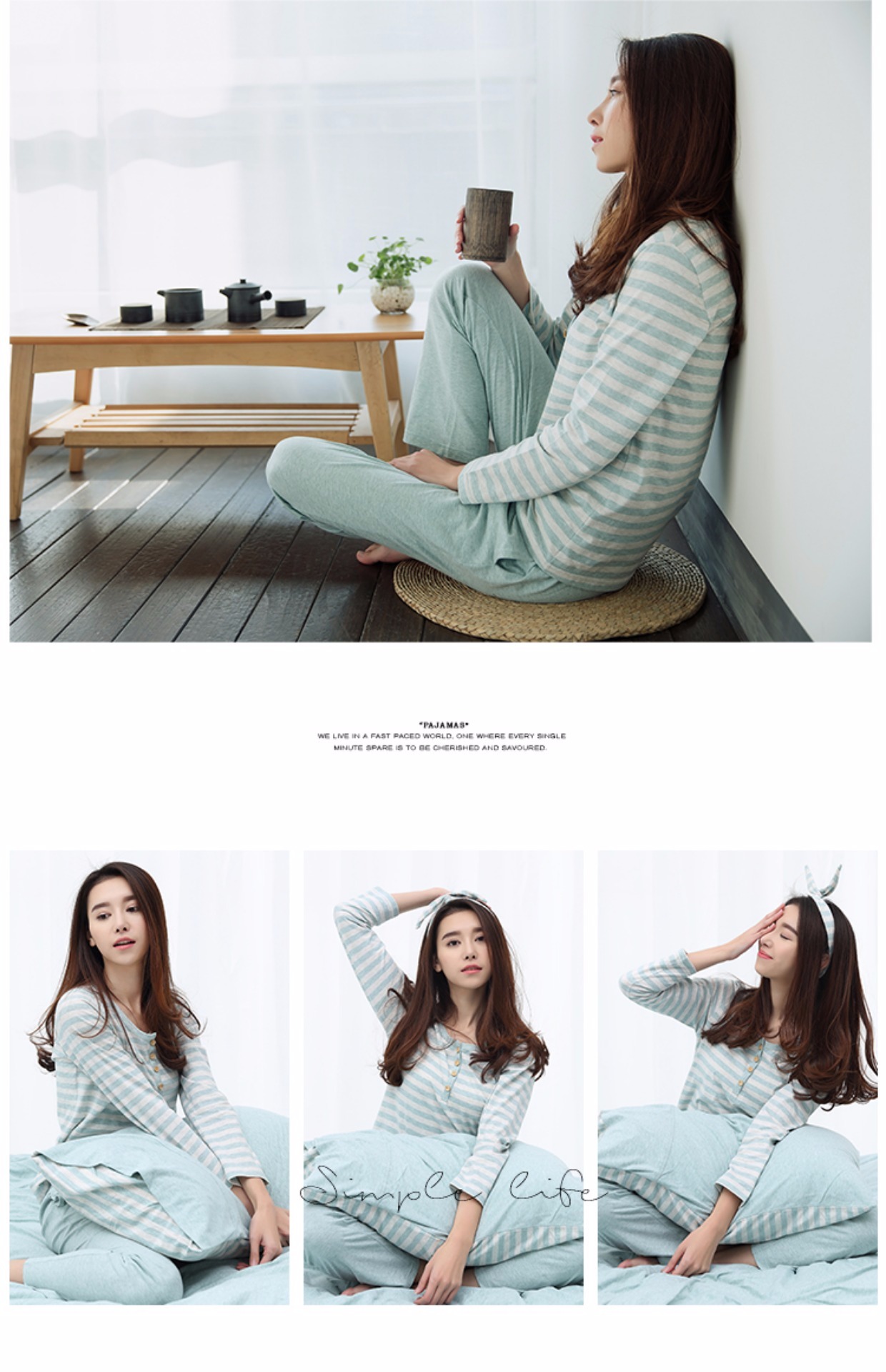 Top clam melon cotton dài tay cotton mỏng đồ ngủ nam và nữ đầu 100% cotton dịch vụ nhà có thể được mặc pijama nam cao cấp