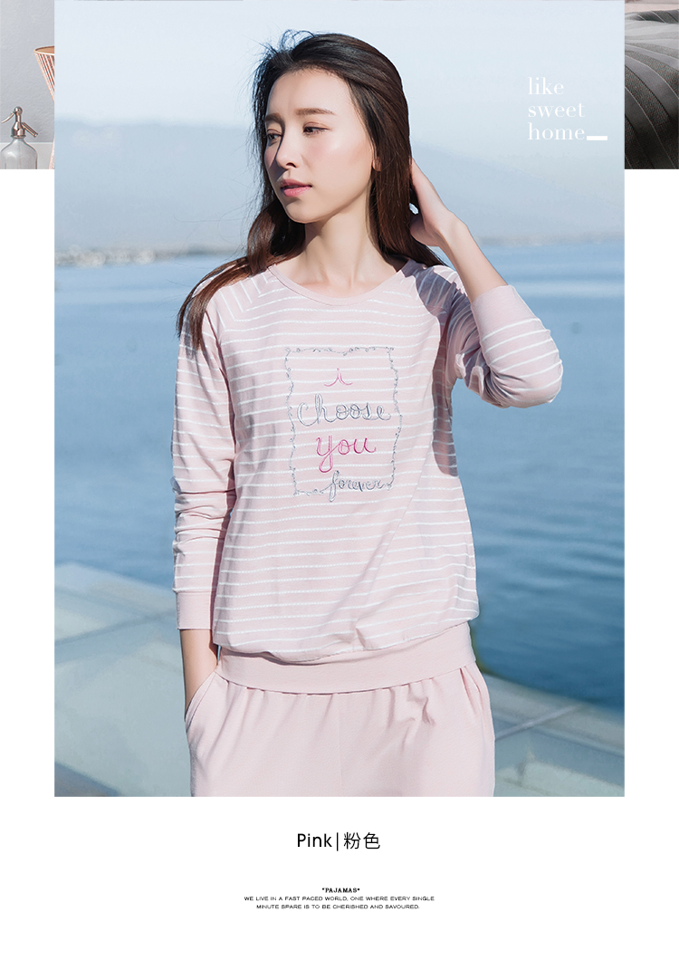 Bộ đồ ngủ hàng đầu 瓜 dưa dưa mùa xuân 100% cotton sọc đơn giản thời trang dài tay phù hợp với dịch vụ gia đình bộ khủng long dễ thương